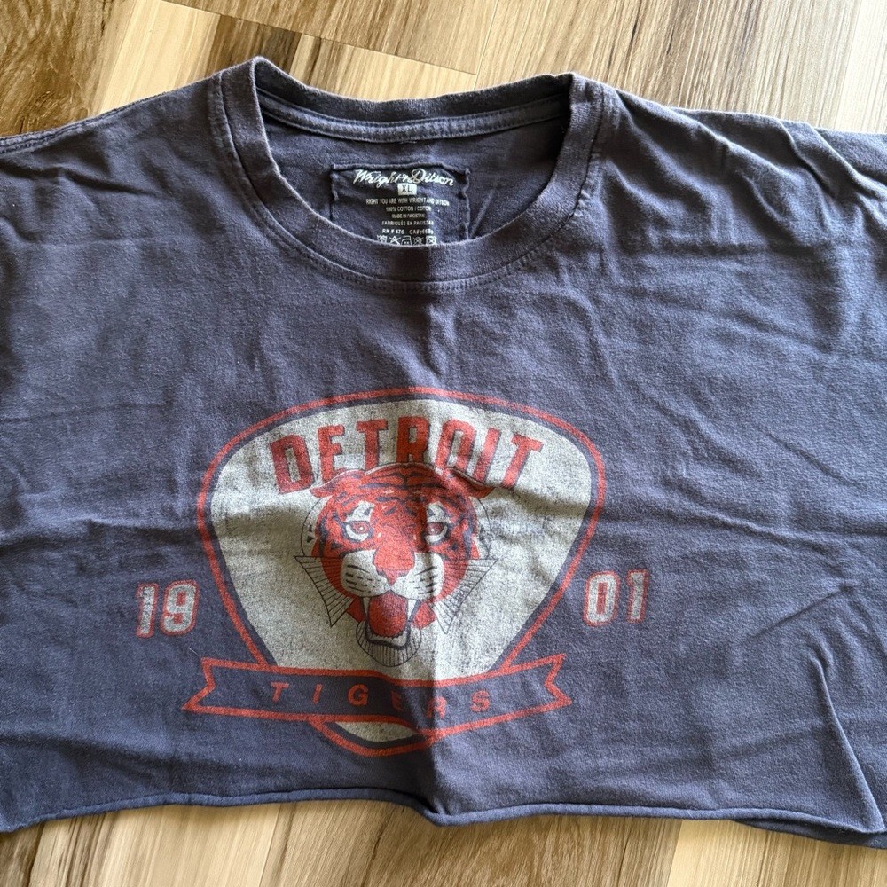 Vintage Super Crop Tee with Detroit Tigers Graphic